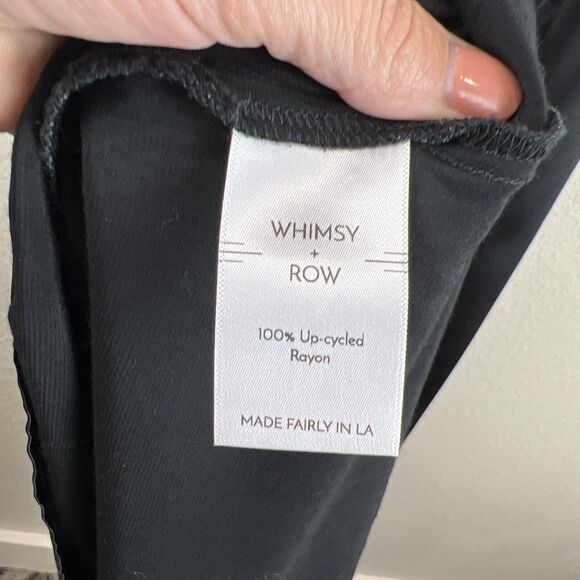 Whimsy + Row Slip Dress Women Large Black Silky Satin Maxi Whimsy Romantic - Picture 7 of 9